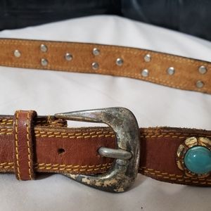 VTG 80's Belt Brown Leather Western Styling
